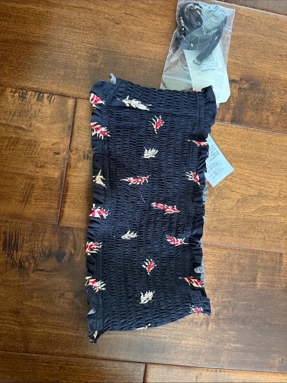 Smocked Black Floral Midi Skirt